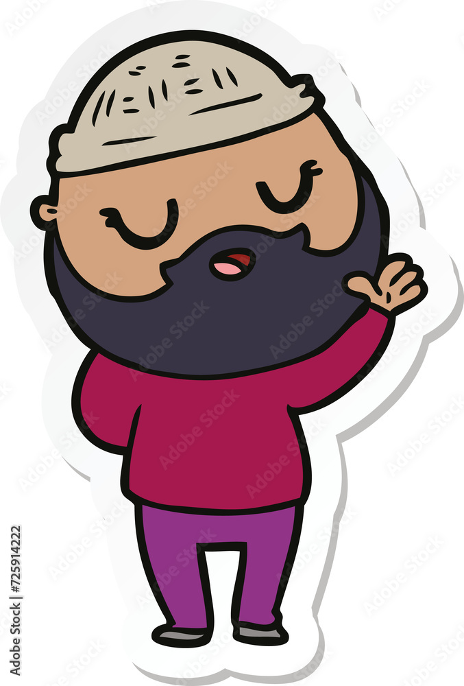 sticker of a cute cartoon man with beard sticker of a cute cartoon man with beard