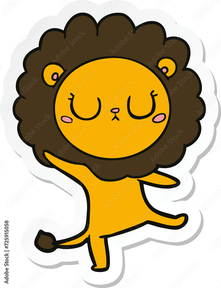 sticker of a cartoon lion dancing sticker of a cartoon lion dancing