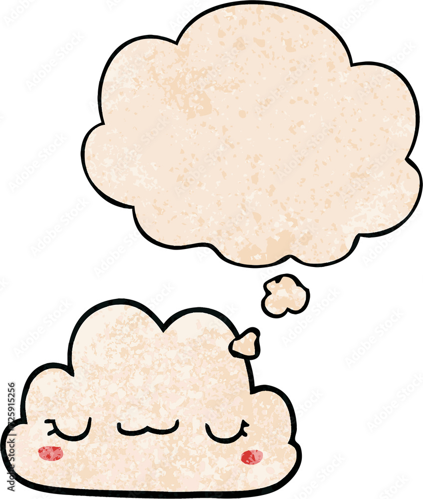cute cartoon cloud and thought bubble in grunge texture pattern style cute cartoon cloud and thought bubble in grunge texture pattern style