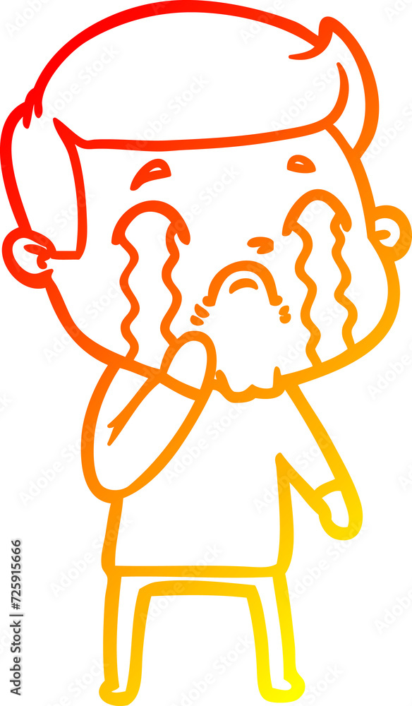 warm gradient line drawing cartoon man crying warm gradient line drawing cartoon man crying