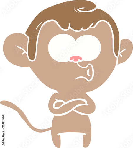 flat color style cartoon surprised monkey