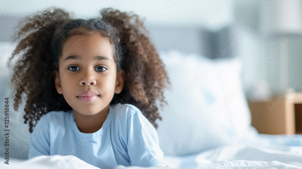 Child in hospital sitting on bed. Child in hospital sitting on bed.