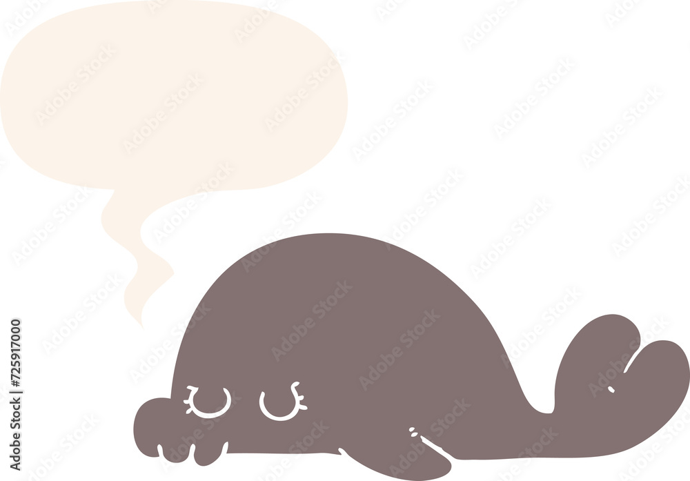 cartoon seal and speech bubble in retro style cartoon seal and speech bubble in retro style