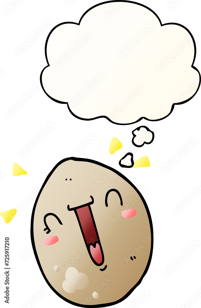 cartoon happy egg and thought bubble in smooth gradient style cartoon happy egg and thought bubble in smooth gradient style