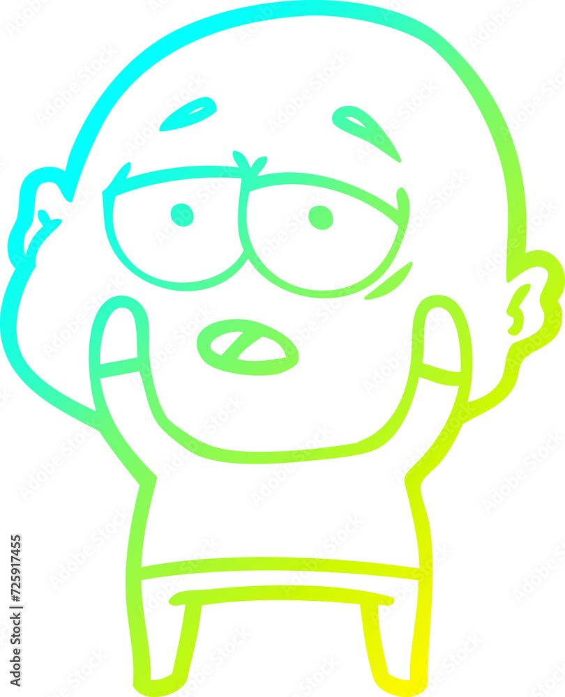 cold gradient line drawing cartoon tired bald man cold gradient line drawing cartoon tired bald man