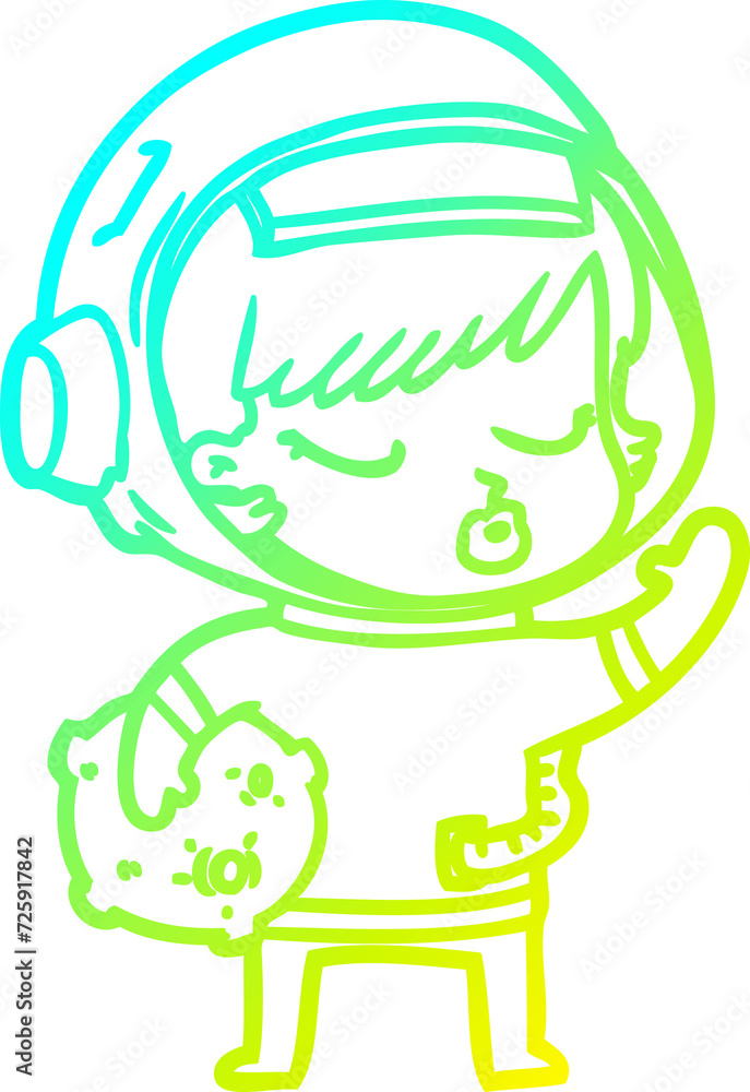 cold gradient line drawing cartoon pretty astronaut girl cold gradient line drawing cartoon pretty astronaut girl