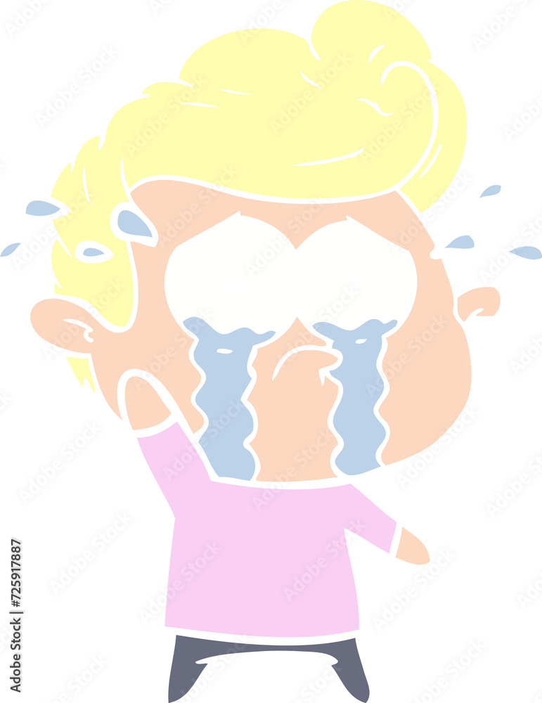 flat color style cartoon crying man flat color style cartoon crying man