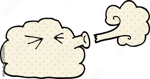 Фотография cartoon doodle cloud blowing a gale