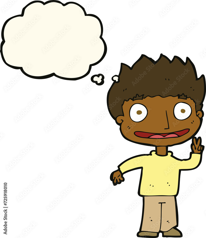 cartoon happy boy with thought bubble cartoon happy boy with thought bubble