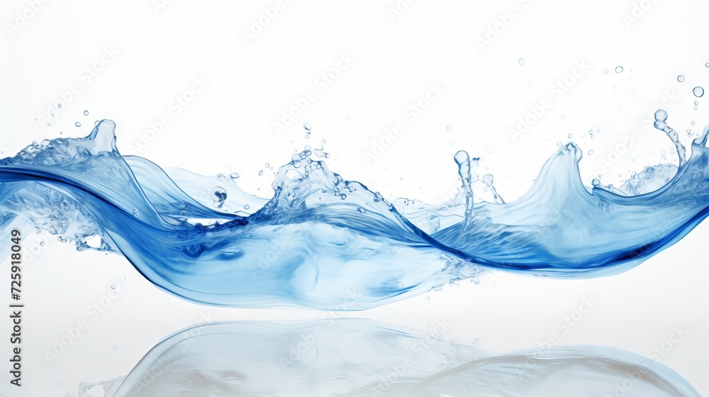Clear water splash with bubbles against a white background. Captures fluid motion. Wide banner. Copy space. Concept of purity, hydration, drinking water, refreshment Clear water splash with bubbles against a white background. Captures fluid motion. Wide banner. Copy space. Concept of purity, hydration, drinking water, refreshment