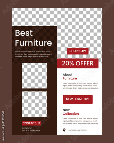 Vector furniture interior flyer or poster design template premium vector