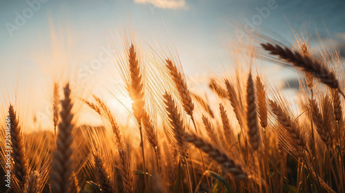 Close-up of ripe golden wheat.Golden wheat field in summer 