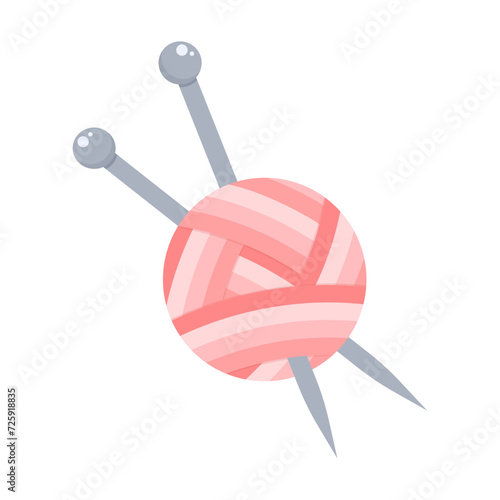 Ball of yarn with knitting needles graphic icon symbol