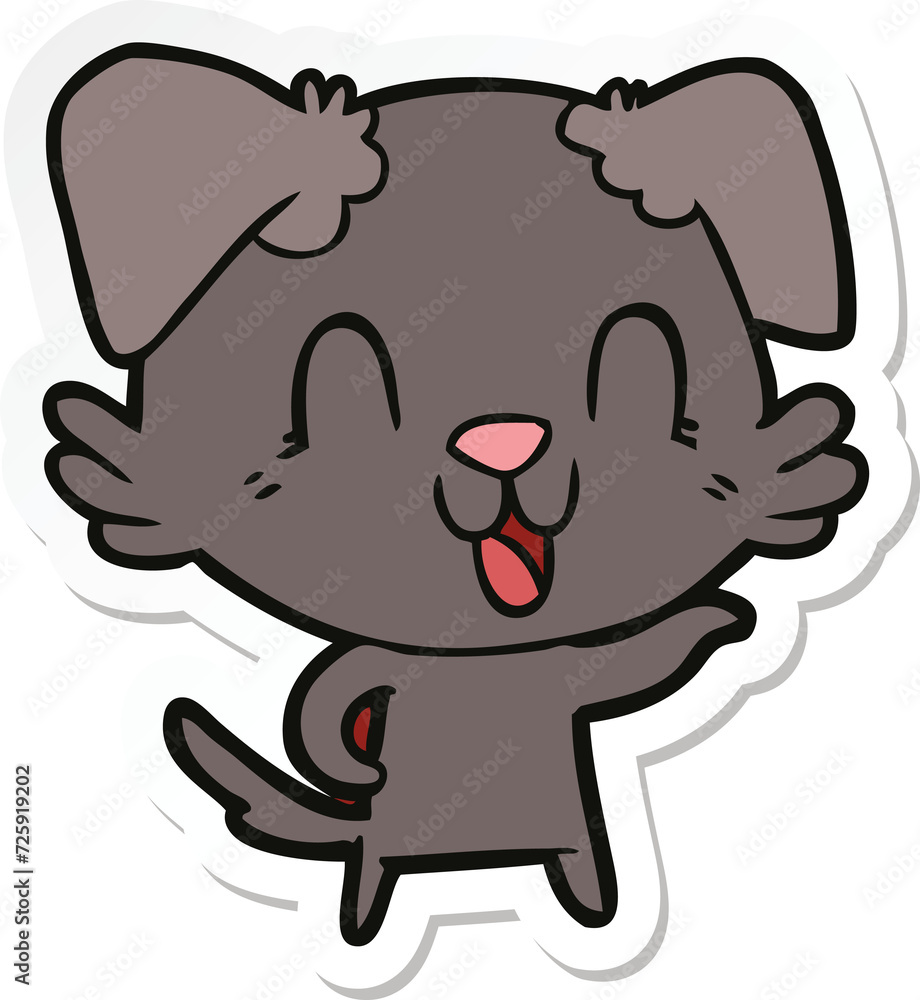 sticker of a laughing cartoon dog sticker of a laughing cartoon dog