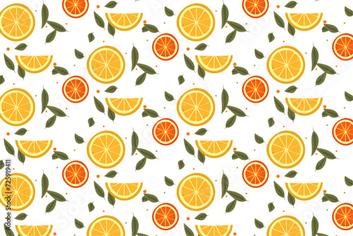 summer seamless pattern with oranges 