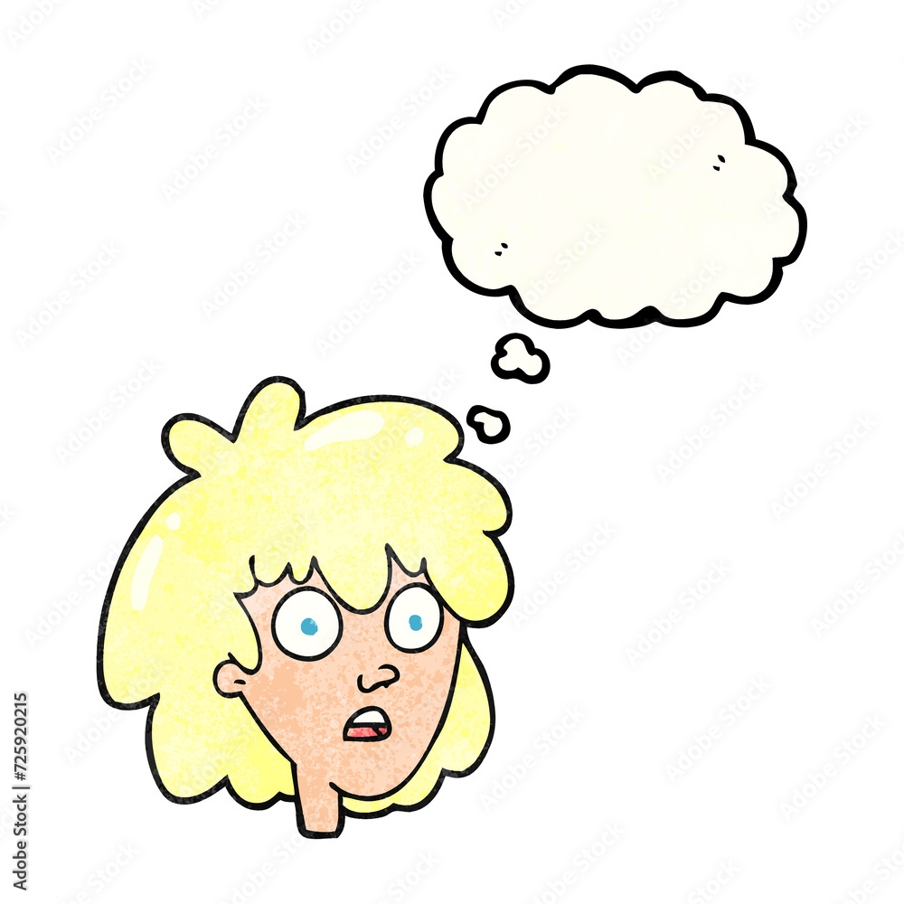 thought bubble textured cartoon female face thought bubble textured cartoon female face