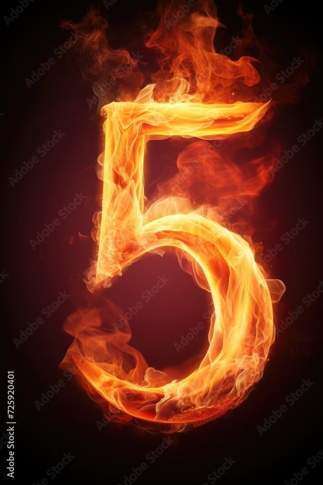fire number 5 made of fire flames. number five symbol. isolated on black. hot red and orange symbol fire number 5 made of fire flames. number five symbol. isolated on black. hot red and orange symbol
