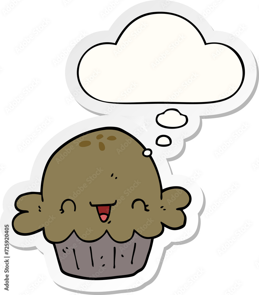cute cartoon pie and thought bubble as a printed sticker cute cartoon pie and thought bubble as a printed sticker