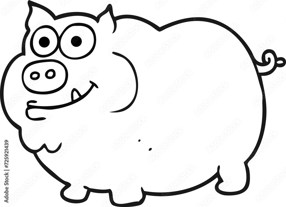 black and white cartoon pig black and white cartoon pig