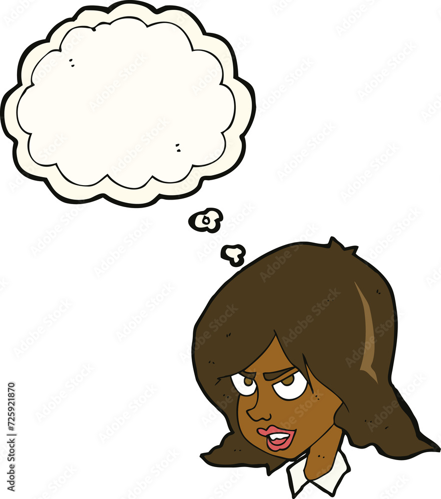 cartoon annoyed woman with thought bubble cartoon annoyed woman with thought bubble