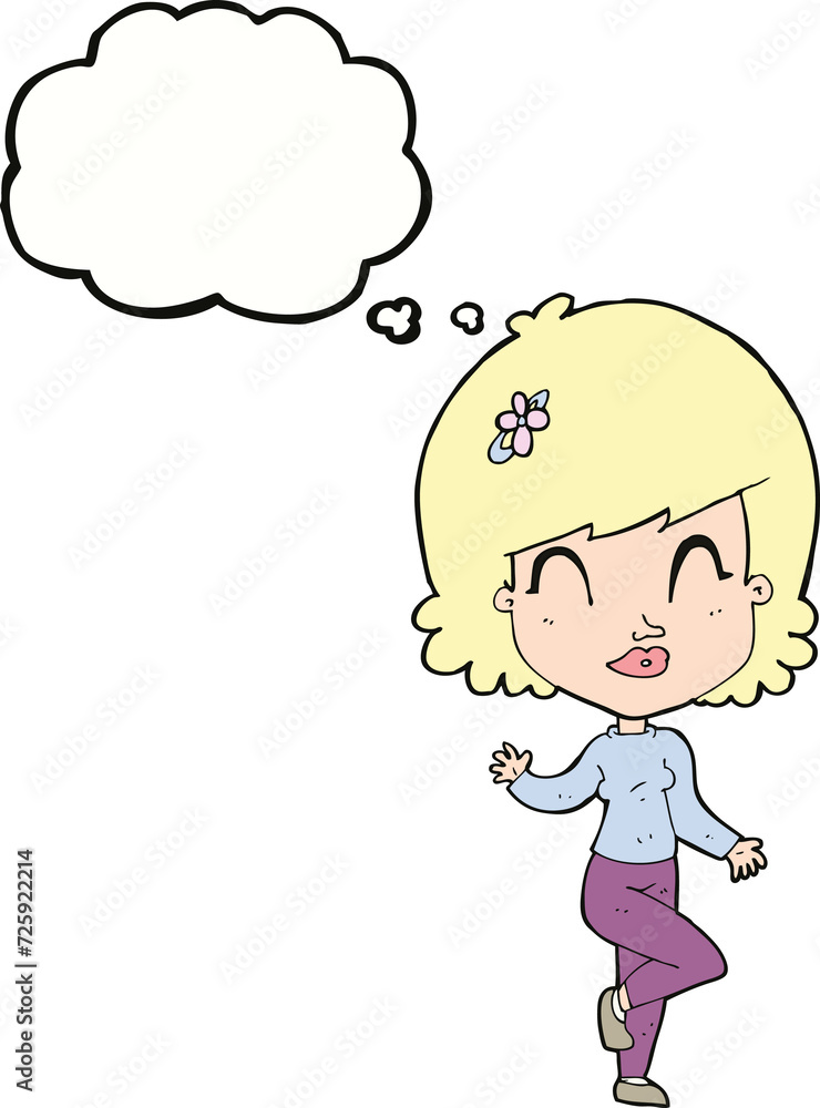cartoon pretty woman dancing with thought bubble cartoon pretty woman dancing with thought bubble