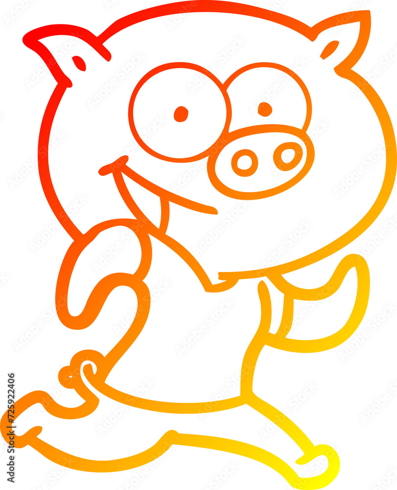 warm gradient line drawing cheerful pig exercising cartoon warm gradient line drawing cheerful pig exercising cartoon