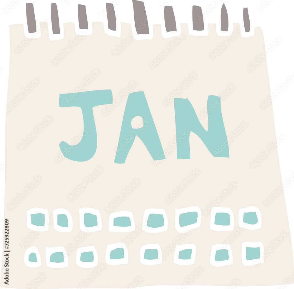 cartoon doodle calendar showing month of january cartoon doodle calendar showing month of january