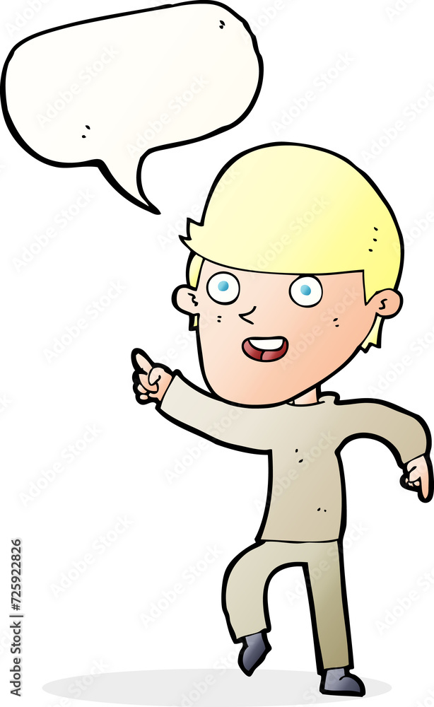 Obraz premium cartoon happy man with speech bubble