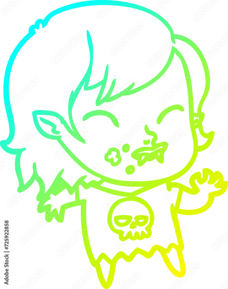 cold gradient line drawing cartoon vampire girl with blood on cheek cold gradient line drawing cartoon vampire girl with blood on cheek