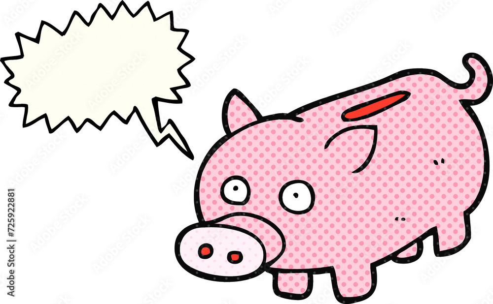 comic book speech bubble cartoon piggy bank comic book speech bubble cartoon piggy bank