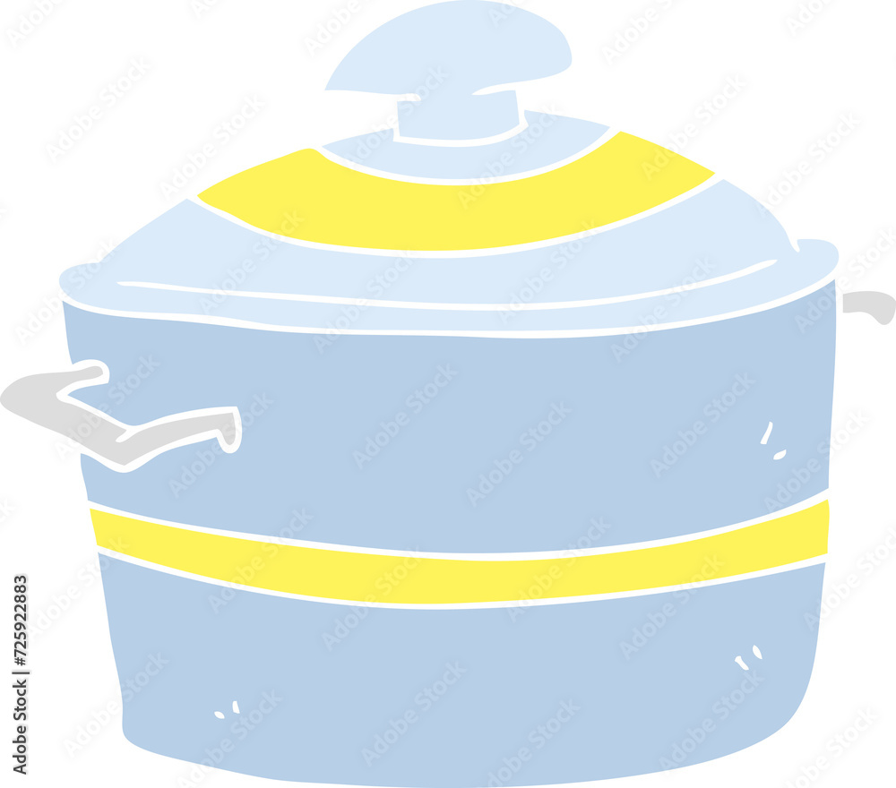 flat color illustration of a cartoon cooking pot flat color illustration of a cartoon cooking pot