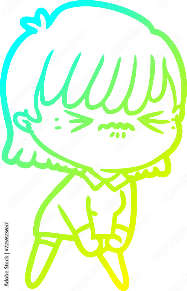 cold gradient line drawing annoyed cartoon girl cold gradient line drawing annoyed cartoon girl