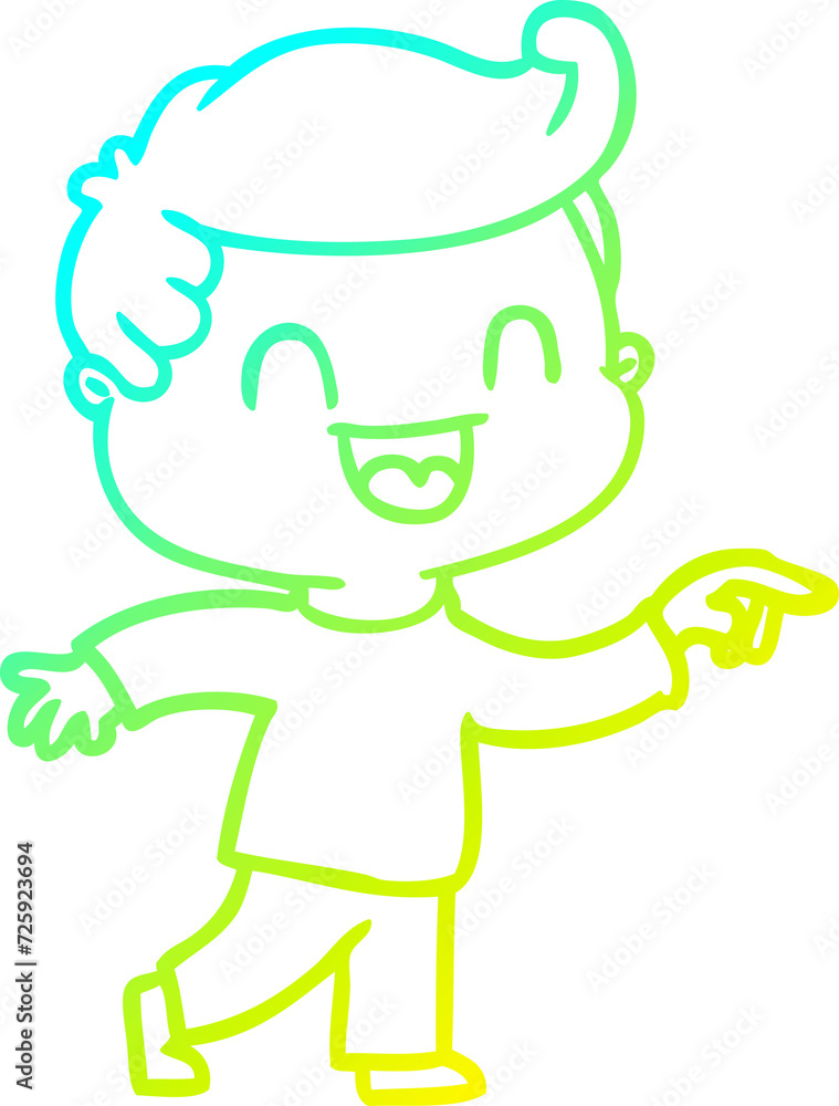 cold gradient line drawing cartoon happy man pointing cold gradient line drawing cartoon happy man pointing