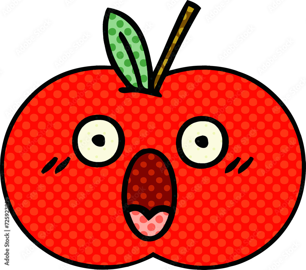 Obraz premium comic book style cartoon red apple