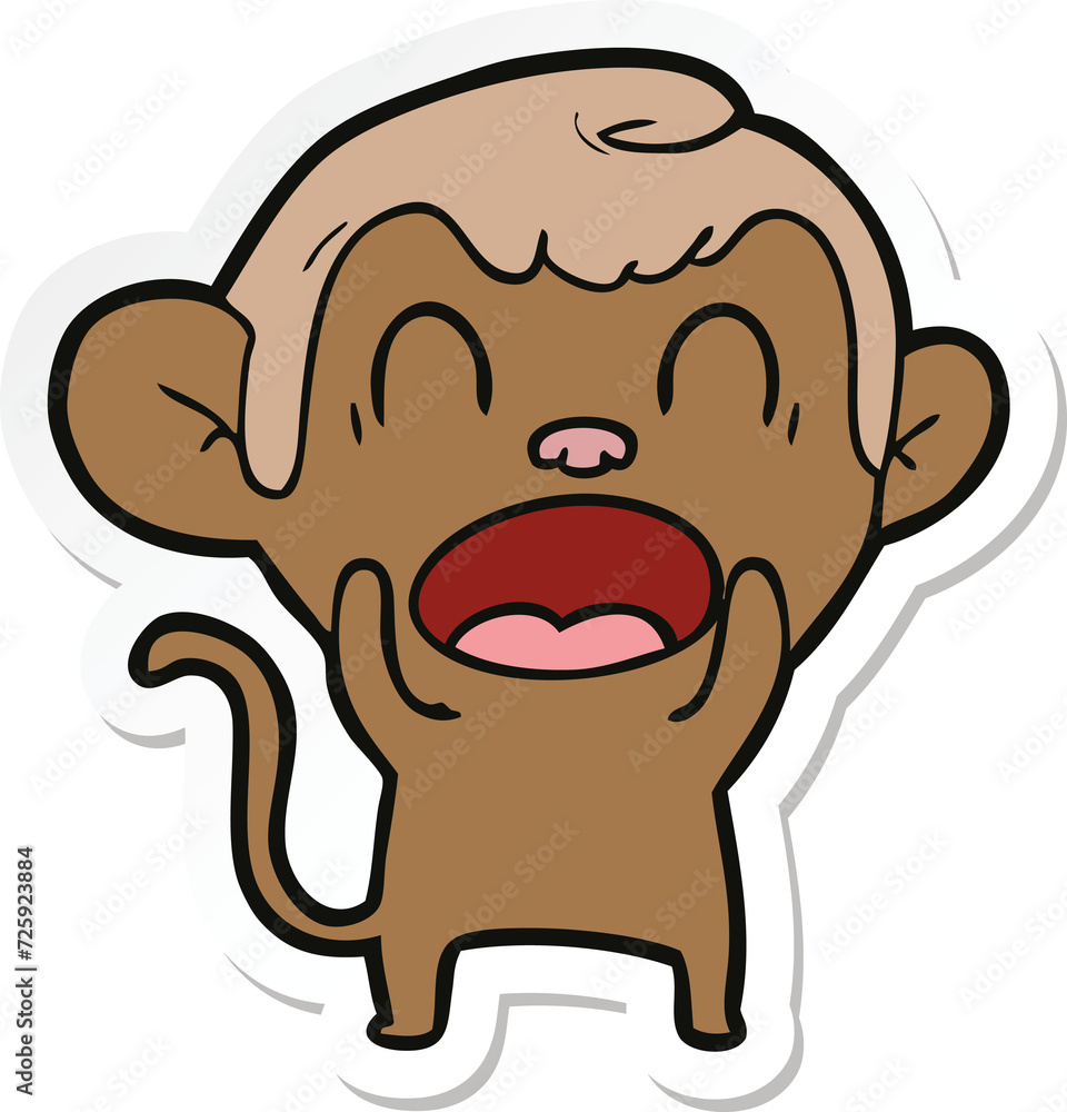 sticker of a shouting cartoon monkey sticker of a shouting cartoon monkey