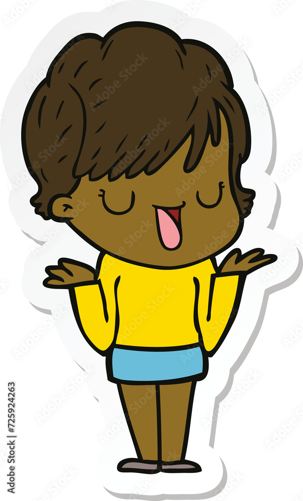 sticker of a cartoon woman talking sticker of a cartoon woman talking