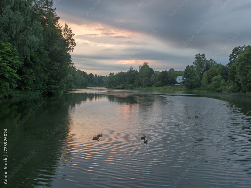 River valley. Summer time. Colorful landscape.
River valley. Summer time. Colorful landscape.