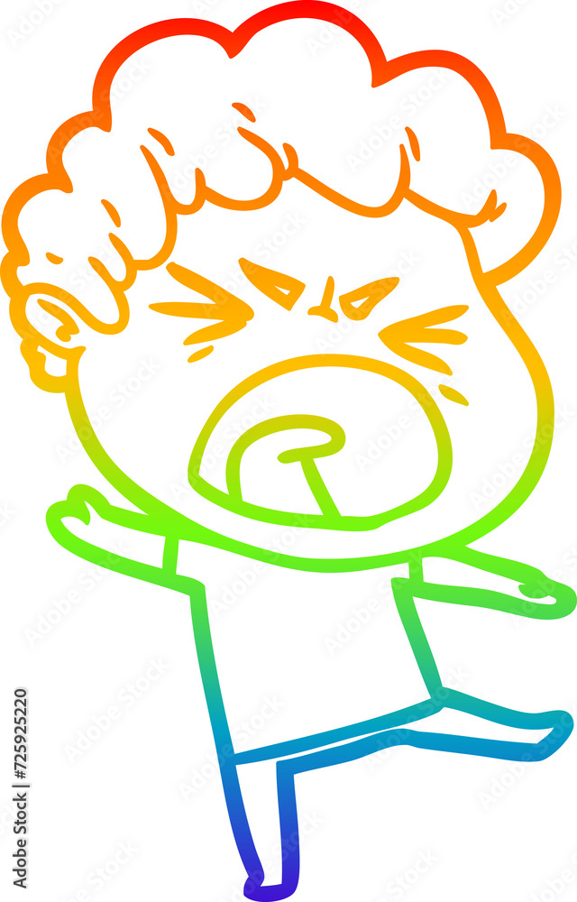 rainbow gradient line drawing cartoon furious man rainbow gradient line drawing cartoon furious man