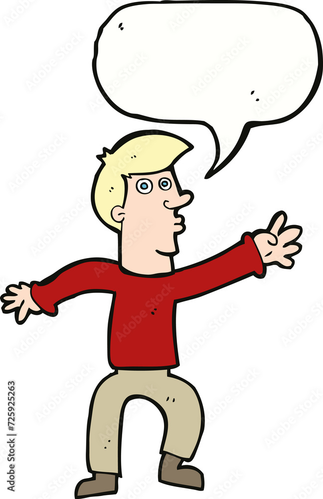 cartoon reaching man with speech bubble cartoon reaching man with speech bubble