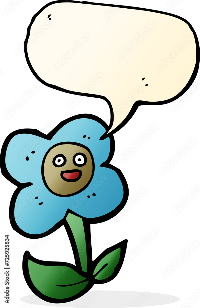 cartoon flower with face with speech bubble cartoon flower with face with speech bubble