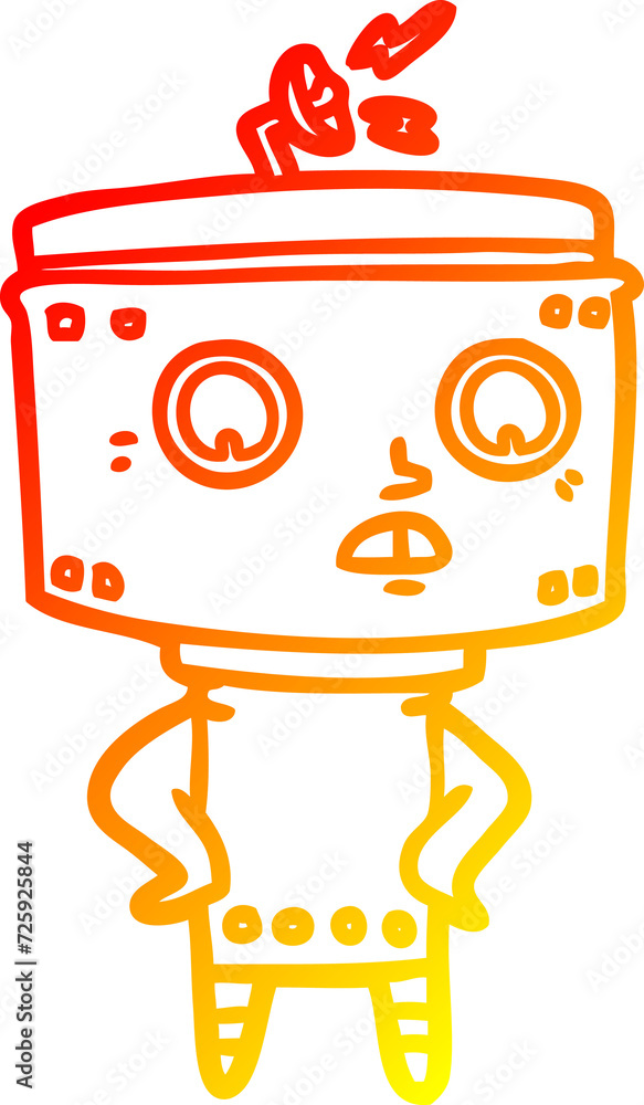 warm gradient line drawing cartoon robot warm gradient line drawing cartoon robot