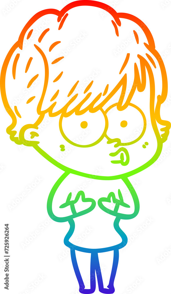 rainbow gradient line drawing cartoon woman rainbow gradient line drawing cartoon woman