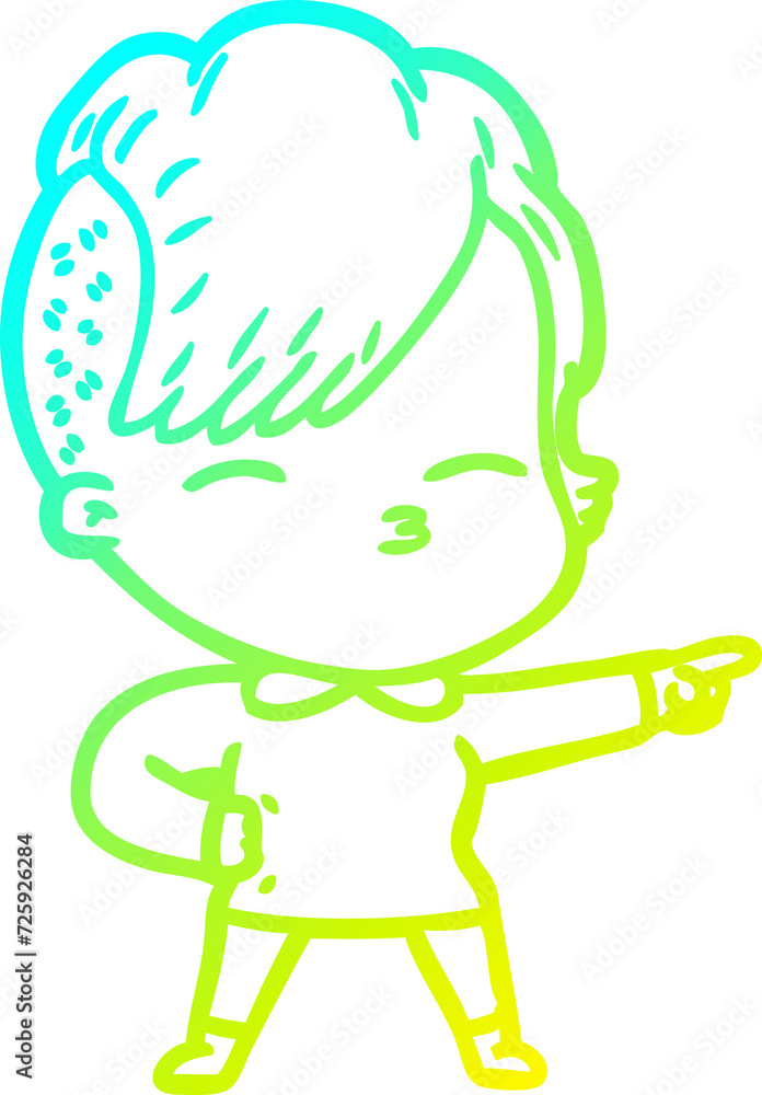 cold gradient line drawing cartoon squinting girl cold gradient line drawing cartoon squinting girl