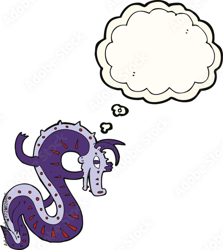 saxon dragon cartoon with thought bubble
