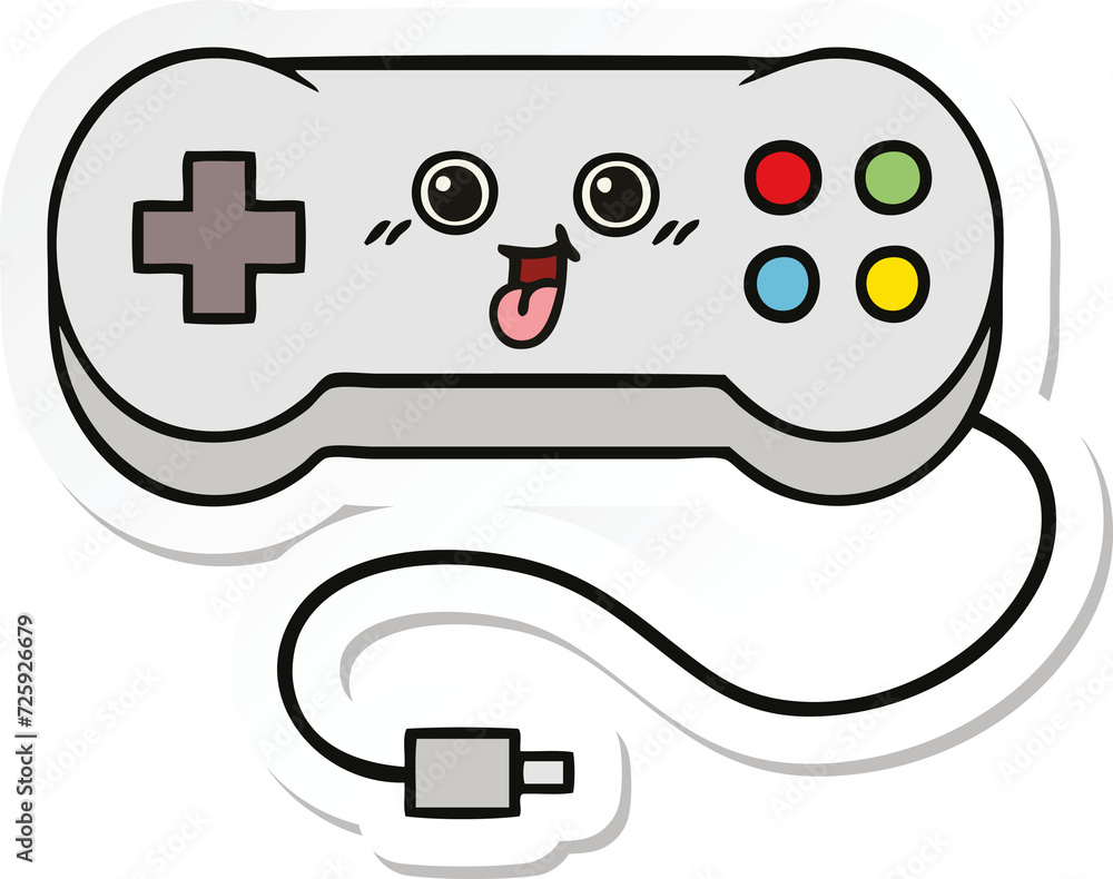 sticker of a cute cartoon game controller sticker of a cute cartoon game controller