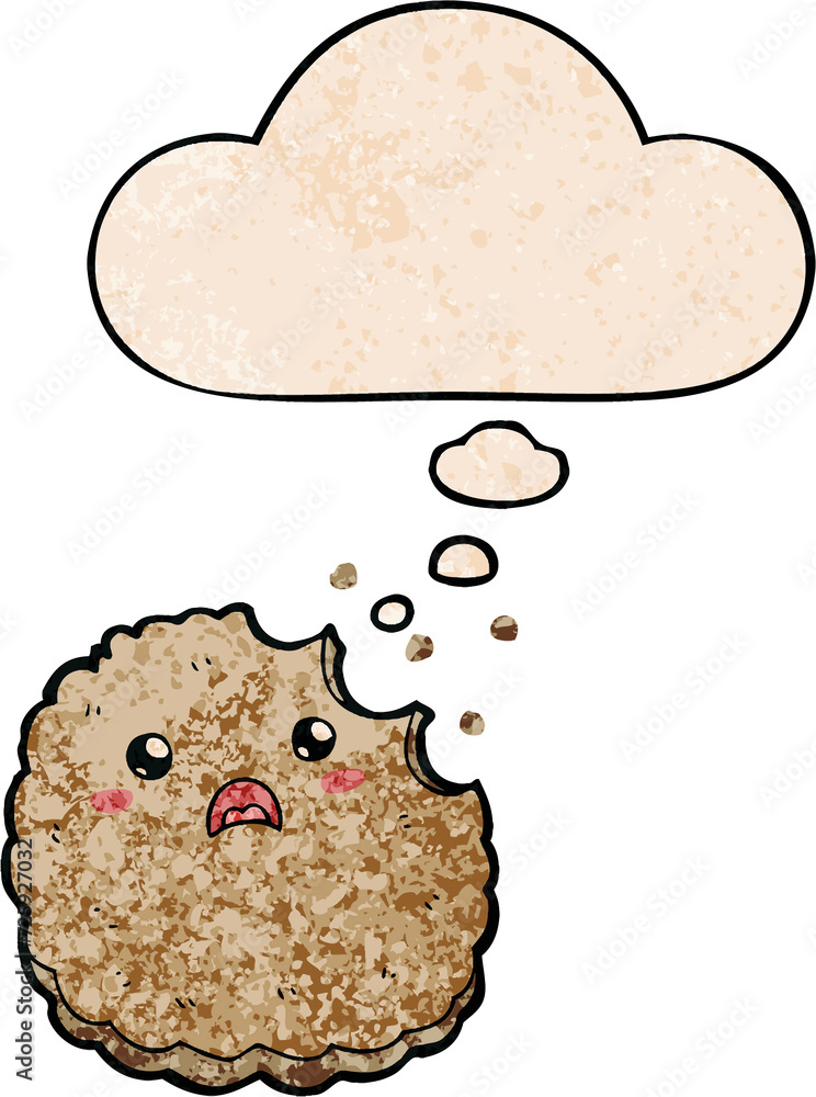 cartoon biscuit and thought bubble in grunge texture pattern style cartoon biscuit and thought bubble in grunge texture pattern style