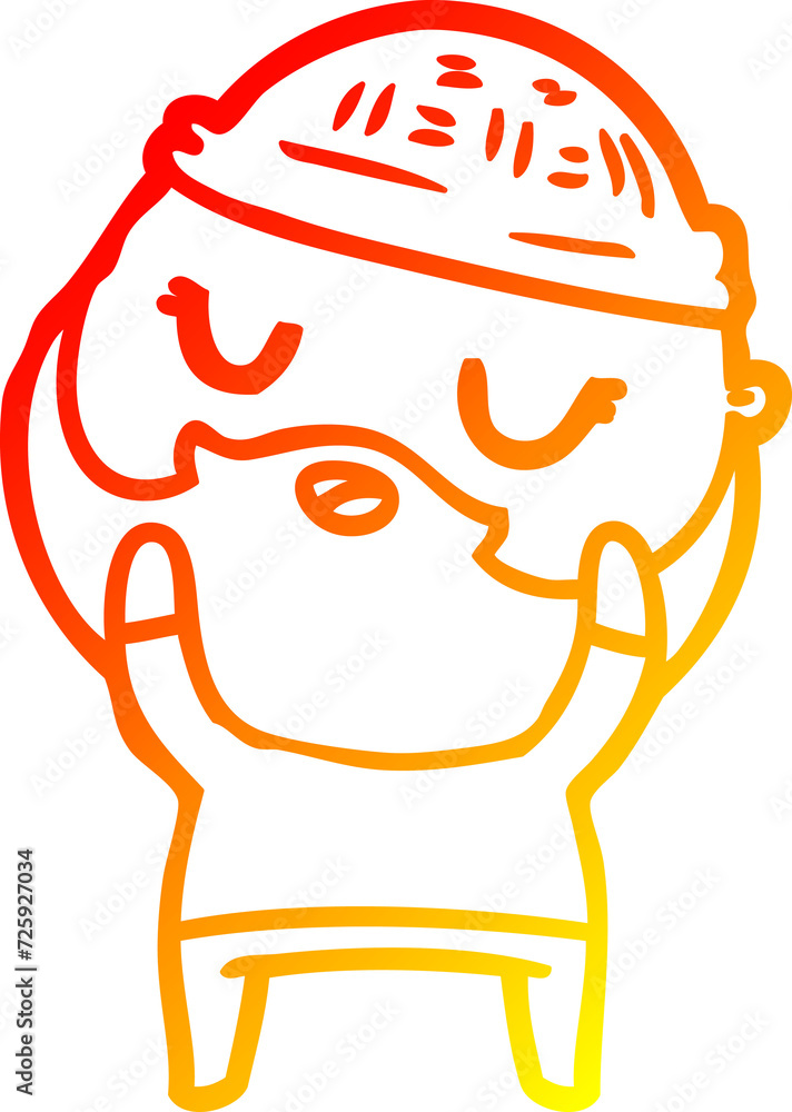 warm gradient line drawing cute cartoon man with beard warm gradient line drawing cute cartoon man with beard