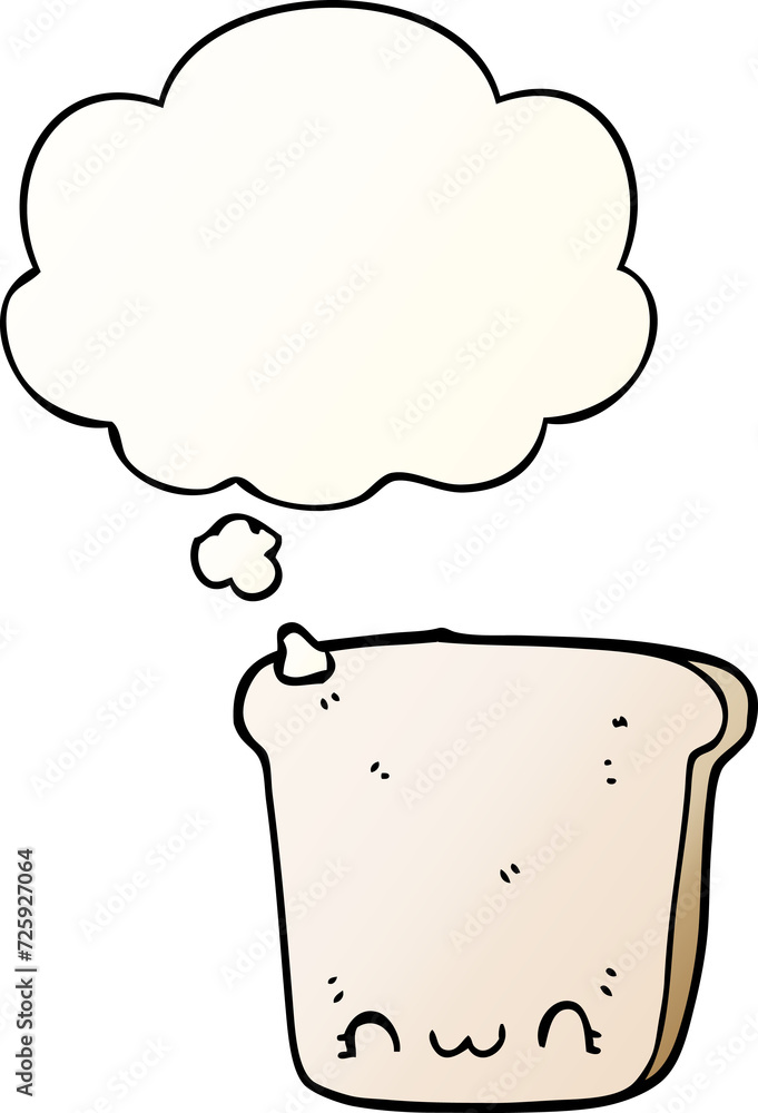 cartoon slice of bread and thought bubble in smooth gradient style cartoon slice of bread and thought bubble in smooth gradient style