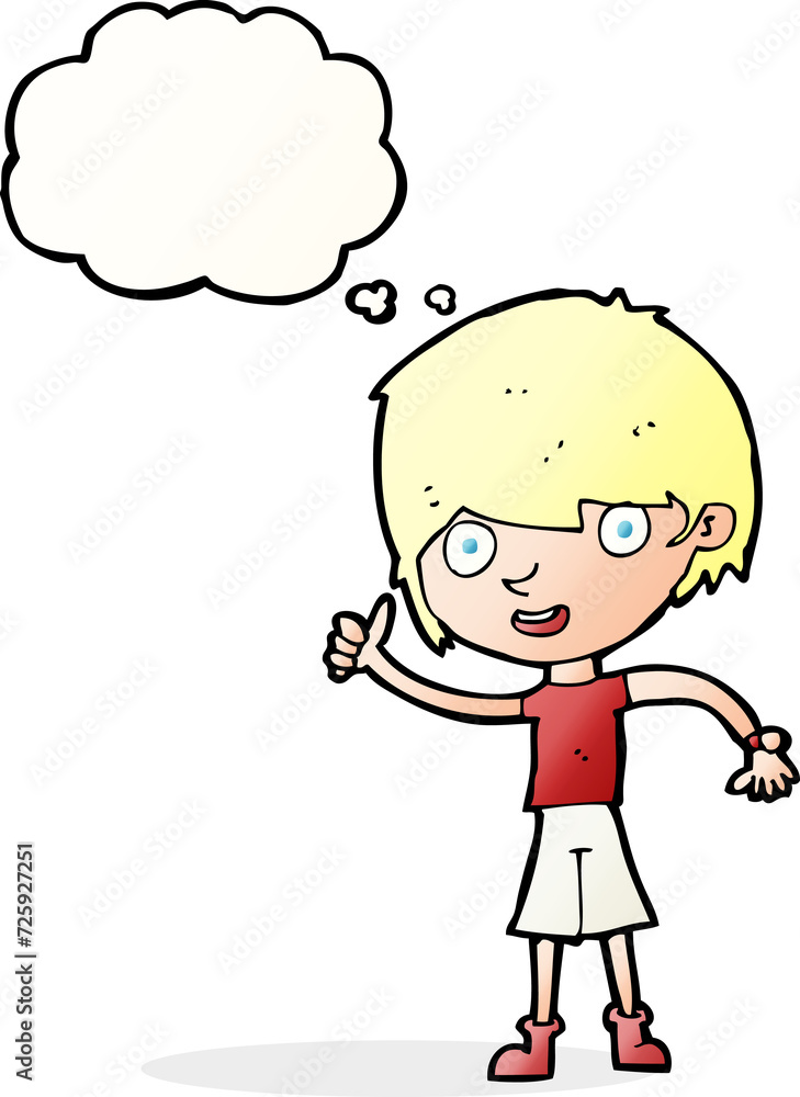cartoon boy with positive attitude with thought bubble cartoon boy with positive attitude with thought bubble