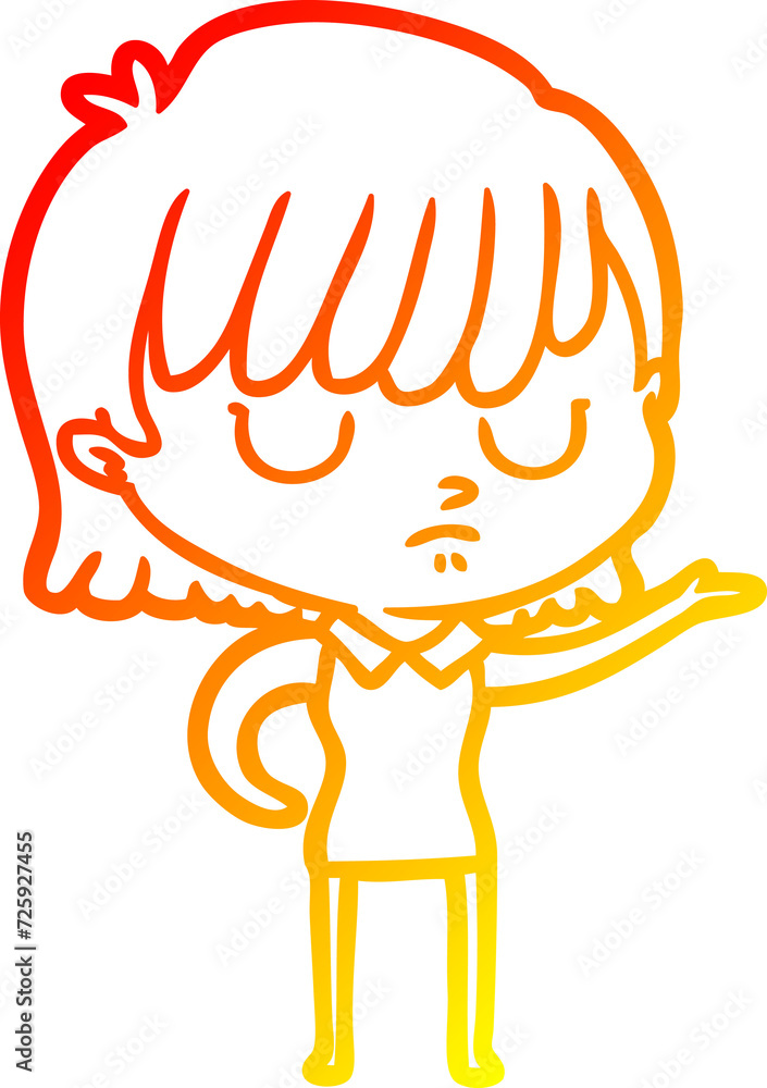 warm gradient line drawing cartoon woman warm gradient line drawing cartoon woman